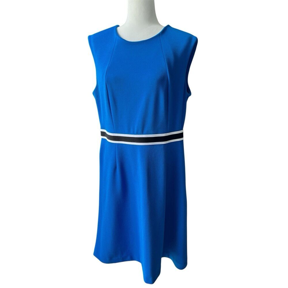 Nine West Women’s Sz 14 L‎ Large blue black Stripe Yacht Preppy Nautical Sheath
